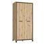 FORTE TRONDHEIM Schrank 100 210, Kleiderschrank klein Industrial, Drehtürenschrank, 2-türig mit Einlegeböden und Kleiderstange, Artisan Eiche / Schwarz Eiche, 99 cm breit x 209 cm hoch x 60 cm tief