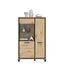 FORTE Trondheim Highboardvitrine mit 1 Tür und 1 Glastür, Holzwerkstoff, Artisan Eiche kombiniert mit Schwarz Eiche, 101,4 x 161 x 41,5 cm