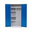 furni24 Metall Putzmittelschrank–Wäscheschrank aus Stahl mit blauen Türen Zweipunktverriegelung incl. 2 Schlüsseln Kleiderspind Stahl Lagerschrank Werkzeugschrank fertig montiert-Grau 92x195x42cm
