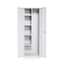 furni24 TÜV/GS - Metall Putzmittelschrank – Wäsche Schrank aus Stahl mit Türen, Garderobenstange, große Fächer, Hutablage, fertig montiert - Grau, XXL 60 x 50 x 180 cm