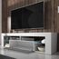 Selsey Bianko – TV Lowboard/TV Schrank, Weiß Matt/Grau Hochglanz, mit LED-Beleuchtung, 140 x 35 x 50,6 cm