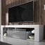 Selsey Bianko – TV Lowboard/TV Schrank, Weiß Matt/Grau Hochglanz, mit LED-Beleuchtung, 140 x 35 x 50,6 cm