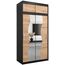 KRYSPOL Schwebetürenschrank Madryt 120 cm mit Spiegel Kleiderschrank mit Kleiderstange und Einlegeboden Schlafzimmer- Wohnzimmerschrank Schiebetüren (Schwarz + Artisan Eiche mit Erweiterung)