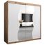 KRYSPOL Schwebetürenschrank Madryt 200 cm mit Spiegel Kleiderschrank mit Kleiderstange und Einlegeboden Schlafzimmer- Wohnzimmerschrank Schiebetüren Modern Design (Artisan Eiche + Weiß)