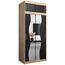 KRYSPOL Schwebetürenschrank Madryt 100 cm mit Spiegel Kleiderschrank mit Kleiderstange und Einlegeboden Schlafzimmer- Wohnzimmerschrank Schiebetüren Modern Design (Sonoma + Schwarz mit Erweiterung)
