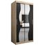 KRYSPOL Schwebetürenschrank Madryt 100 cm mit Spiegel Kleiderschrank mit Kleiderstange und Einlegeboden Schlafzimmer- Wohnzimmerschrank Schiebetüren Modern Design (Sonoma + Schwarz)