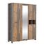FORTE CLIF Schrank 150 160, Kleiderschrank mit Spiegel Industrial Vintage Schlafzimmerschrank 4-türig Holzdekor: Old – Wood Vintage / Betonoptik Dunkelgrau, 156 cm breit x 205 cm hoch x 52 cm tief