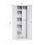 furni24 TÜV/GS - Metall Putzmittelschrank – Wäsche Schrank aus Stahl mit Türen, Garderobenstange, große Fächer, Hutablage, fertig montiert - Grau, XXL 60 x 50 x 180 cm