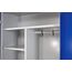 furni24 Metall Putzmittelschrank–Wäscheschrank aus Stahl mit blauen Türen Zweipunktverriegelung incl. 2 Schlüsseln Kleiderspind Stahl Lagerschrank Werkzeugschrank fertig montiert-Grau 92x195x42cm