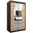 KRYSPOL Schwebetürenschrank Madryt 120 cm mit Spiegel Kleiderschrank mit Kleiderstange und Einlegeboden Schlafzimmer- Wohnzimmerschrank Schiebetüren Modern Design (Schwarz + Artisan Eiche)