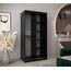 KRYSPOL Schwebetürenschrank Madryt 100 cm mit Spiegel Kleiderschrank mit Kleiderstange und Einlegeboden Schlafzimmer- Wohnzimmerschrank Schiebetüren Modern Design (Schwarz + Weiß)