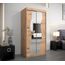 KRYSPOL Schwebetürenschrank Madryt 100 cm mit Spiegel Kleiderschrank mit Kleiderstange und Einlegeboden Schlafzimmer- Wohnzimmerschrank Schiebetüren Modern Design (Artisan Eiche)