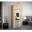 KRYSPOL Schwebetürenschrank Madryt 100 cm mit Spiegel Kleiderschrank mit Kleiderstange und Einlegeboden Schlafzimmer- Wohnzimmerschrank Schiebetüren Modern Design (Sonoma mit Erweiterung)