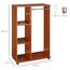 HOMCOM Kleiderschrank auf Rollen, Mobile Garderobe, 1 Kleiderstange, 3 Regale, Garderobenschrank für Flur, Schlafzimmer, 80 x 40 x 128 cm, Walnussbraun