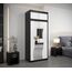 KRYSPOL Schwebetürenschrank Madryt 100 cm mit Spiegel Kleiderschrank mit Kleiderstange und Einlegeboden Schlafzimmer- Wohnzimmerschrank Schiebetüren Modern Design (Schwarz + Weiß mit Erweiterung)