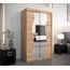 KRYSPOL Schwebetürenschrank Madryt 120 cm mit Spiegel Kleiderschrank mit Kleiderstange und Einlegeboden Schlafzimmer- Wohnzimmerschrank Schiebetüren Modern Design (Artisan Eiche)