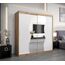 KRYSPOL Schwebetürenschrank Madryt 200 cm mit Spiegel Kleiderschrank mit Kleiderstange und Einlegeboden Schlafzimmer- Wohnzimmerschrank Schiebetüren Modern Design (Artisan Eiche + Weiß)