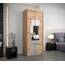 KRYSPOL Schwebetürenschrank Madryt 100 cm mit Spiegel Kleiderschrank mit Kleiderstange und Einlegeboden Schlafzimmer- Wohnzimmerschrank Schiebetüren Modern Design (Artisan Eiche mit Erweiterung)