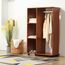 HOMCOM Kleiderschrank auf Rollen, Mobile Garderobe, 1 Kleiderstange, 3 Regale, Garderobenschrank für Flur, Schlafzimmer, 80 x 40 x 128 cm, Walnussbraun