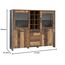 FORTE Clif Highboardvitrine mit 3 Türen unf 2 Glastüren, Holzwerkstoff, Old –Wood Vintage/ Betonoptik Dunkelgrau, 151,3 x 125,4 x 41,5 cm