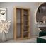 KRYSPOL Schwebetürenschrank Madryt 100 cm mit Spiegel Kleiderschrank mit Kleiderstange und Einlegeboden Schlafzimmer- Wohnzimmerschrank Schiebetüren Modern Design (Artisan Eiche)