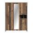 FORTE CLIF Schrank 150 160, Kleiderschrank mit Spiegel Industrial Vintage Schlafzimmerschrank 4-türig Holzdekor: Old – Wood Vintage / Betonoptik Dunkelgrau, 156 cm breit x 205 cm hoch x 52 cm tief