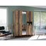 FORTE CLIF Schrank 150 160, Kleiderschrank mit Spiegel Industrial Vintage Schlafzimmerschrank 4-türig Holzdekor: Old – Wood Vintage / Betonoptik Dunkelgrau, 156 cm breit x 205 cm hoch x 52 cm tief