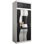KRYSPOL Schwebetürenschrank Madryt 100 cm mit Spiegel Kleiderschrank mit Kleiderstange und Einlegeboden Schlafzimmer- Wohnzimmerschrank Schiebetüren Modern Design (Weiß + Schwarz mit Erweiterung)