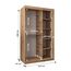 KRYSPOL Schwebetürenschrank Madryt 120 cm mit Spiegel Kleiderschrank mit Kleiderstange und Einlegeboden Schlafzimmer- Wohnzimmerschrank Schiebetüren Modern Design (Sonoma)