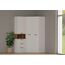 Marmex Grant G8 - Eckschrank 91x195x91 cm, Bücherregal - Eckgarderobe mit Kleiderstangen und Einlegeböden für das Jugendzimmer, Schlafzimmer - Eckkleiderschrank - weiß + Riviera Eiche (Modern)