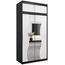 KRYSPOL Schwebetürenschrank Madryt 120 cm mit Spiegel Kleiderschrank mit Kleiderstange und Einlegeboden Schlafzimmer- Wohnzimmerschrank Schiebetüren Modern Design (Schwarz + Weiß mit Erweiterung)