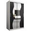 KRYSPOL Schwebetürenschrank Madryt 120 cm mit Spiegel Kleiderschrank mit Kleiderstange und Einlegeboden Schlafzimmer- Wohnzimmerschrank Schiebetüren Modern Design (Weiß + Schwarz)