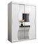 MEBLE KRYSPOL Schwebetürenschrank Madryt 150 cm mit Spiegel Kleiderschrank mit Kleiderstange und Einlegeboden Schlafzimmer- Wohnzimmerschrank Schiebetüren Modern Design (Weiß)