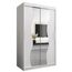 KRYSPOL Schwebetürenschrank Madryt 120 cm mit Spiegel Kleiderschrank mit Kleiderstange und Einlegeboden Schlafzimmer- Wohnzimmerschrank Schiebetüren Modern Design (Weiß)