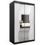KRYSPOL Schwebetürenschrank Madryt 120 cm mit Spiegel Kleiderschrank mit Kleiderstange und Einlegeboden Schlafzimmer- Wohnzimmerschrank Schiebetüren Modern Design (Schwarz + Weiß)
