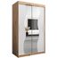 KRYSPOL Schwebetürenschrank Madryt 120 cm mit Spiegel Kleiderschrank mit Kleiderstange und Einlegeboden Schlafzimmer- Wohnzimmerschrank Schiebetüren Modern Design (Artisan Eiche + Weiß)