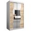 KRYSPOL Schwebetürenschrank Madryt 120 cm mit Spiegel Kleiderschrank mit Kleiderstange und Einlegeboden Schlafzimmer- Wohnzimmerschrank Schiebetüren Modern Design (Weiß + Sonoma)
