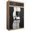 KRYSPOL Schwebetürenschrank Madryt 150 cm mit Spiegel Kleiderschrank mit Kleiderstange und Einlegeboden Schlafzimmer- Wohnzimmerschrank Schiebetüren (Artisan Eiche + Schwarz mit Erweiterung)
