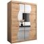 Kryspol Schwebetürenschrank Madryt 150 cm mit Spiegel Kleiderschrank mit Kleiderstange und Einlegeboden Schlafzimmer- Wohnzimmerschrank Schiebetüren Modern Design (Artisan Eiche)