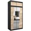 KRYSPOL Schwebetürenschrank Madryt 120 cm mit Spiegel Kleiderschrank mit Kleiderstange und Einlegeboden Schlafzimmer- Wohnzimmerschrank Schiebetüren Modern Design (Schwarz + Sonoma mit Erweiterung)