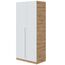 Habitdesig, Kinderschrank mit 3 Drehtüren – moderner Kleiderschrank für Kinder- oder Jugendzimmer in Arktisweiß und Eiche Nodi, viel Stauraum, Maße: 90 x 200 x 52 cm (B x H x T), Modell Noa