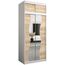 KRYSPOL Schwebetürenschrank Madryt 100 cm mit Spiegel Kleiderschrank mit Kleiderstange und Einlegeboden Schlafzimmer- Wohnzimmerschrank Schiebetüren Modern Design (Weiß + Sonoma mit Erweiterung)