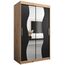 KRYSPOL Schwebetürenschrank Madryt 120 cm mit Spiegel Kleiderschrank mit Kleiderstange und Einlegeboden Schlafzimmer- Wohnzimmerschrank Schiebetüren Modern Design (Artisan Eiche + Schwarz)