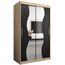 KRYSPOL Schwebetürenschrank Madryt 120 cm mit Spiegel Kleiderschrank mit Kleiderstange und Einlegeboden Schlafzimmer- Wohnzimmerschrank Schiebetüren Modern Design (Sonoma + Schwarz)