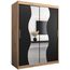Kryspol Schwebetürenschrank Madryt 150 cm mit Spiegel Kleiderschrank mit Kleiderstange und Einlegeboden Schlafzimmer- Wohnzimmerschrank Schiebetüren Modern Design (Artisan Eiche + Schwarz)