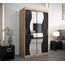 KRYSPOL Schwebetürenschrank Madryt 120 cm mit Spiegel Kleiderschrank mit Kleiderstange und Einlegeboden Schlafzimmer- Wohnzimmerschrank Schiebetüren Modern Design (Artisan Eiche + Schwarz)