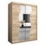 MEBLE KRYSPOL Schwebetürenschrank Madryt 150 cm mit Spiegel Kleiderschrank mit Kleiderstange und Einlegeboden Schlafzimmer- Wohnzimmerschrank Schiebetüren Modern Design (Sonoma)