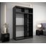 KRYSPOL Schwebetürenschrank Madryt 150 cm mit Spiegel Kleiderschrank mit Kleiderstange und Einlegeboden Schlafzimmer- Wohnzimmerschrank Schiebetüren (Schwarz + Artisan Eiche mit Erweiterung)