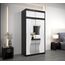 KRYSPOL Schwebetürenschrank Madryt 120 cm mit Spiegel Kleiderschrank mit Kleiderstange und Einlegeboden Schlafzimmer- Wohnzimmerschrank Schiebetüren Modern Design (Schwarz + Weiß mit Erweiterung)
