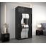 KRYSPOL Schwebetürenschrank Madryt 120 cm mit Spiegel Kleiderschrank mit Kleiderstange und Einlegeboden Schlafzimmer- Wohnzimmerschrank Schiebetüren Modern Design (Schwarz mit Erweiterung)